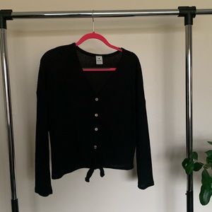 Black Long Sleeve Tie Bottom Size S